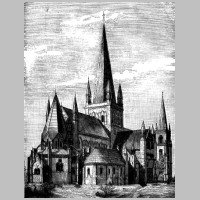 Nidarosdomen, Xylograph of Chr. Christies plan for restoration of Nidaros Cathedral, Trondheim, Norway. Published in O. Krefting 1885, Wikipedia.jpg